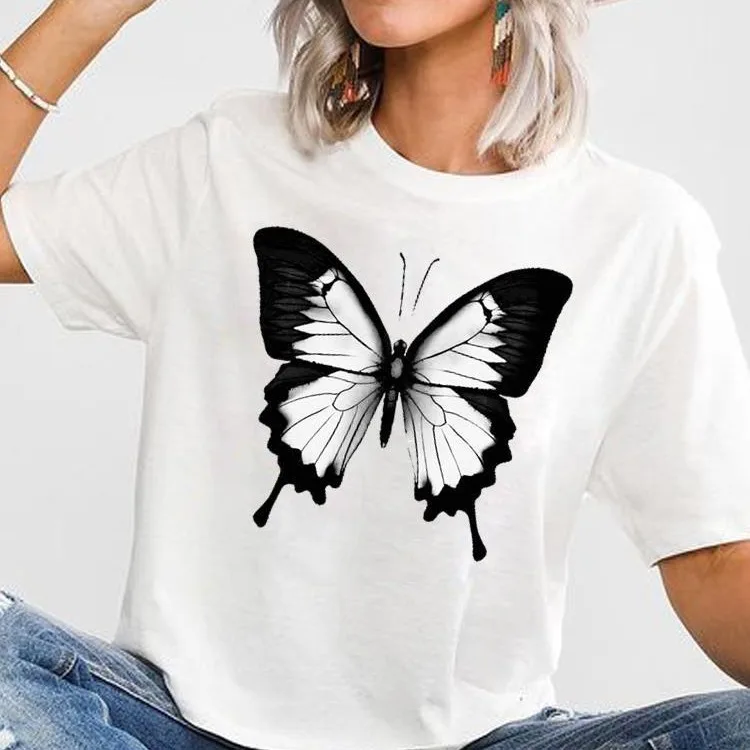 

Europe and The United States Butterfly Cute Clothing Top Short-sleeved T-shirt Graphic T Shirts Oversized Tshirt Tops