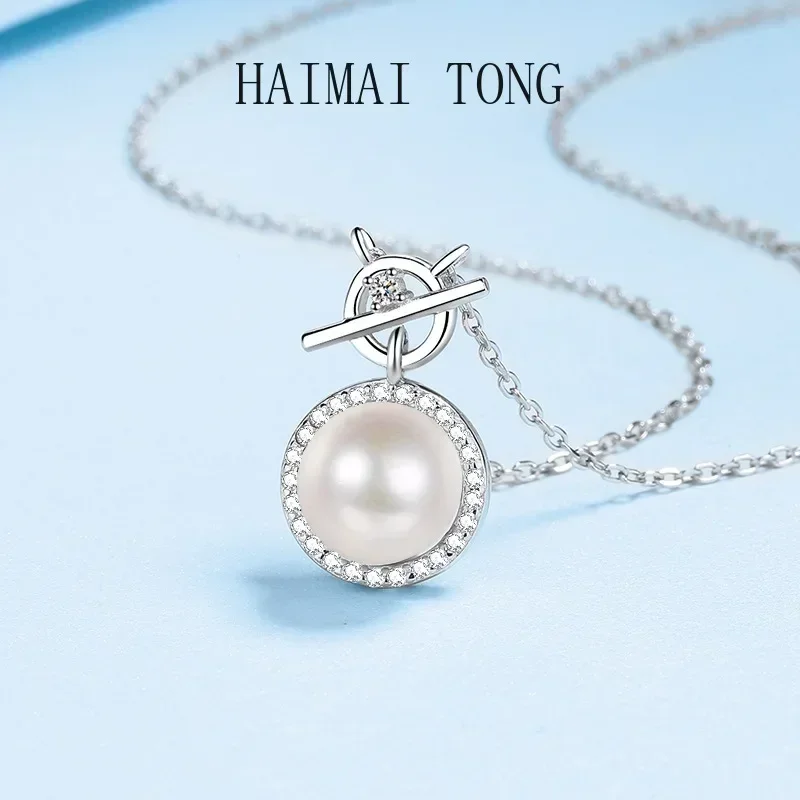 

Classic PT950 Platinum 8mm Pearl Pendant Natural Freshwater GRA Certified 0.14ct Real Moissanite Necklace for Women Wedding Girl