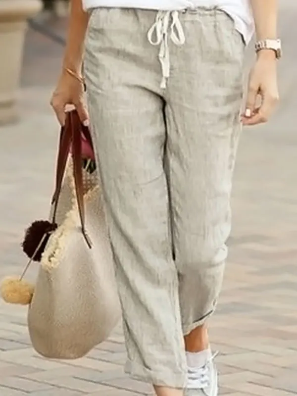 Pantalon Tube Long en lin ample pour femmes, décontracté, taille haute, jambe droite, asymétrique, rue, Collection automne