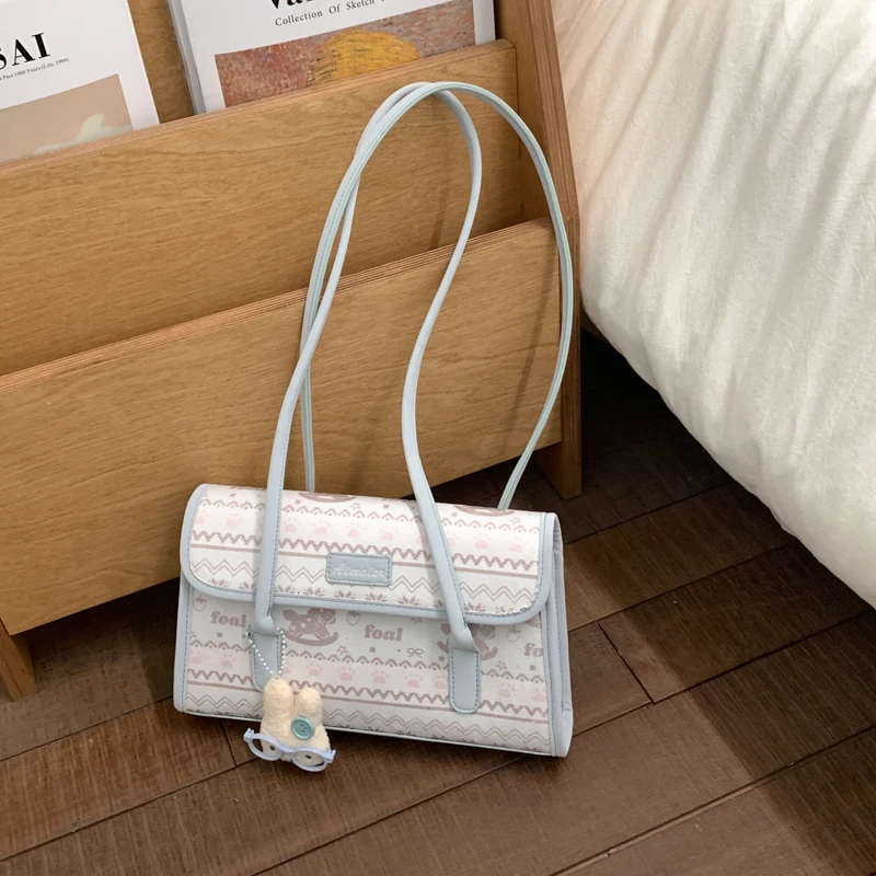 PU Flowers Animal Prints Satchels 2026 Spring New Trend Girls Bags Korean Little Fresh Fashion Versatile Shoulder Bags