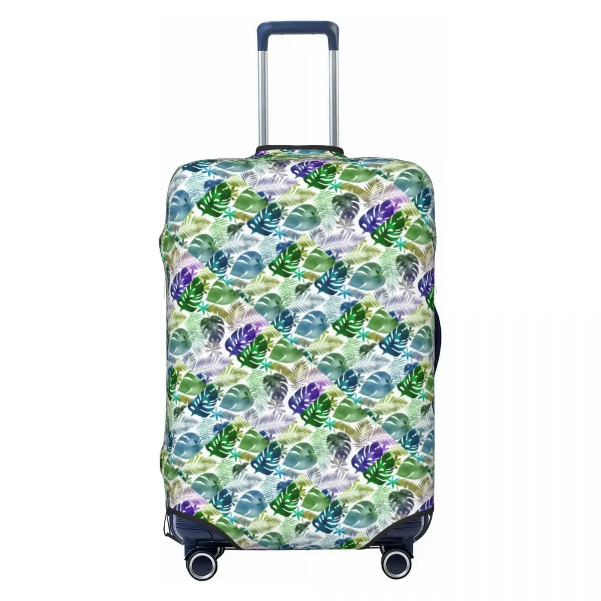 Purple Tropical Suitcase Cover Palm Leaves Holiday Cruise Trip Elastic Luggage Accesories Protector