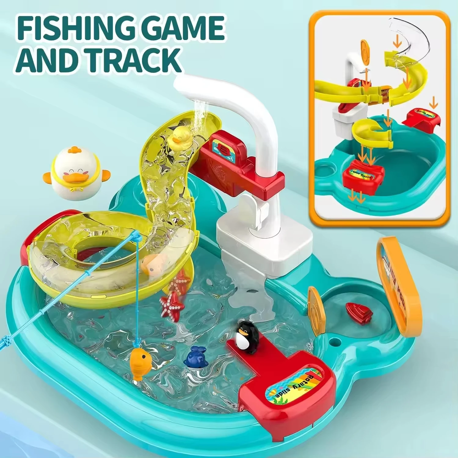Kitchen fully automatic water play, fishing toy, electric dishwasher