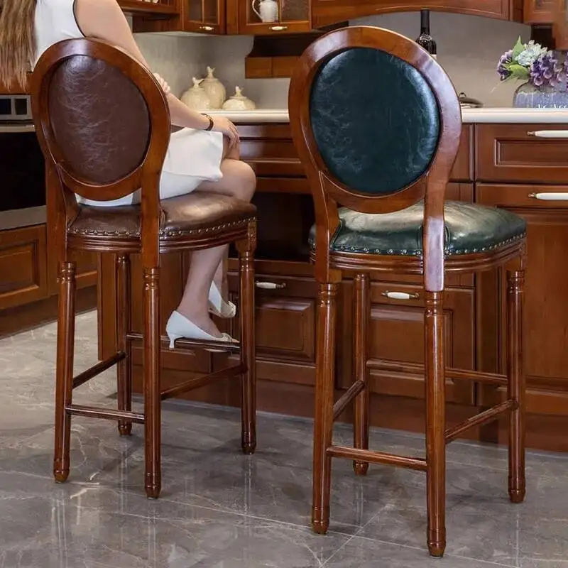 

European Vintage Bar Chair Luxury Comfortable Aesthetic Premium Bar Chair Beauty Design Taburetes Para Barra De Cocina Furniture