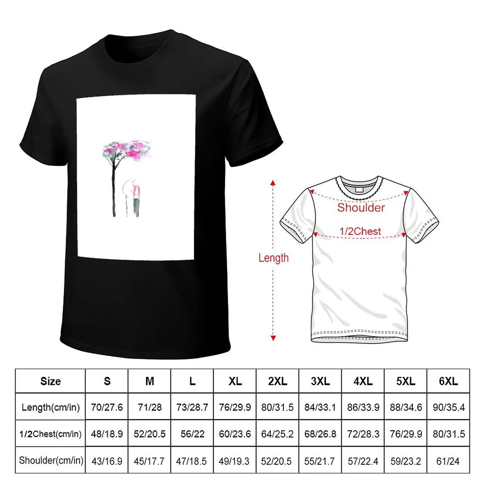 hand painted kiss under a flowering tree T-Shirt Plus Size Summer Casual T-Shirt