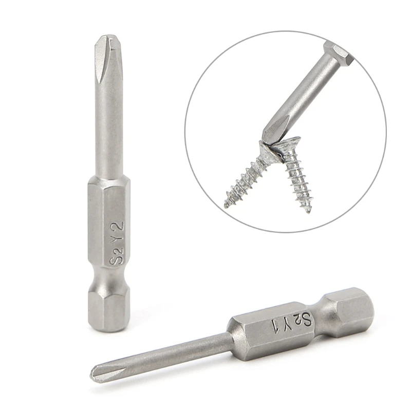 2 uds 50mm magnético 1/4 ''vástago hexagonal Tri-wing Y punta para cabeza conjunto puntas destornillador Envío Directo
