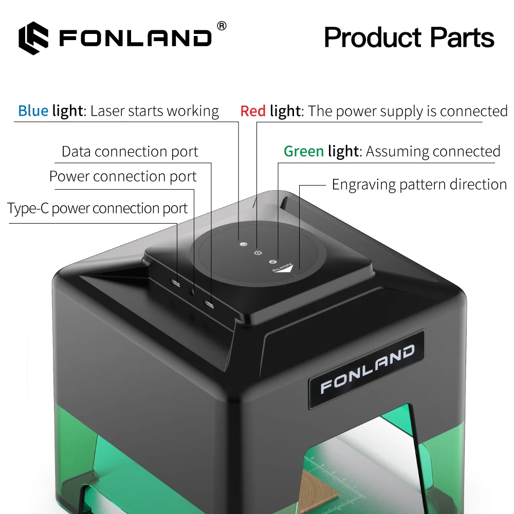 Mesin Pengukir Laser CNC Fonland XN001/XN003 DIY, Mesin Pengukir Mini Cepat untuk Logo, Pencetak Kaca, Pemotong Kayu, Plastik