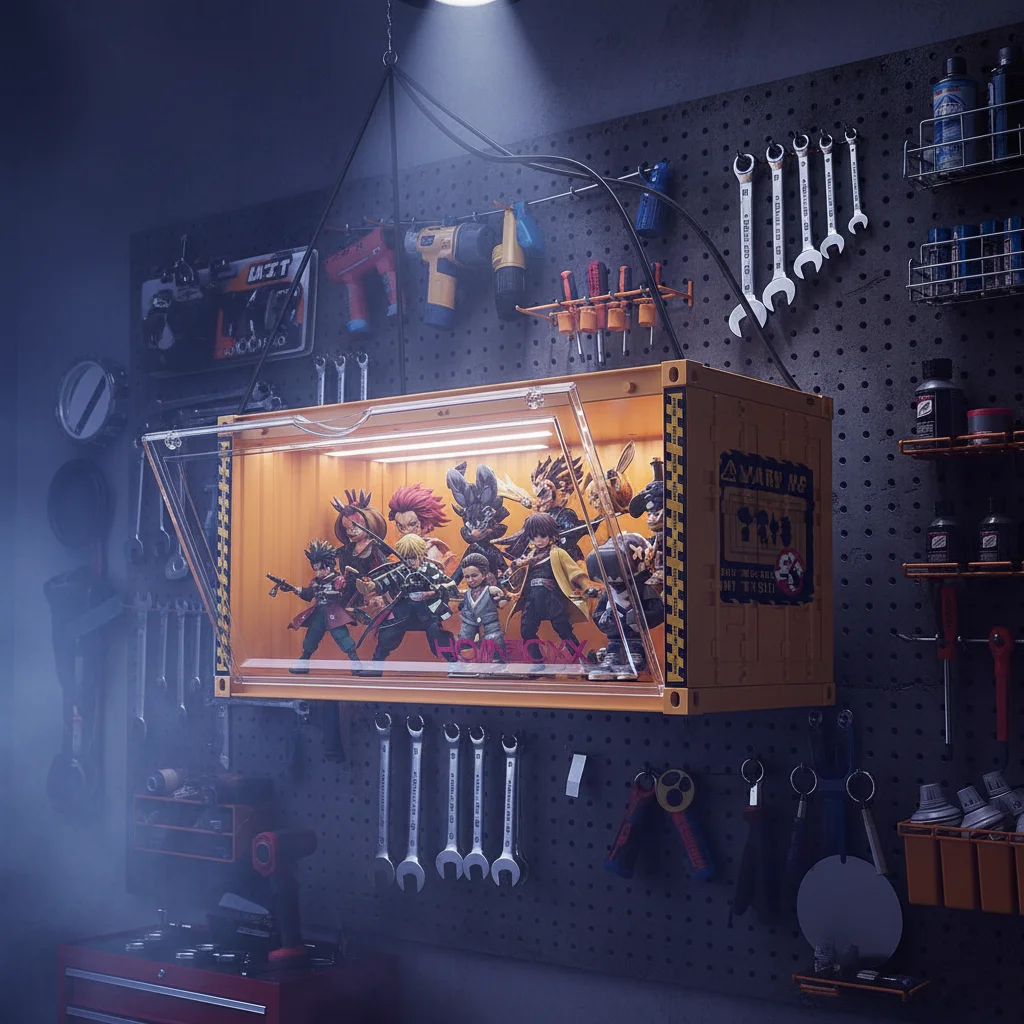 

POP MART Display Case, Container Storage Box with LED Lights & Dustproof Door, Acrylic Showcase for Blind Box Toys