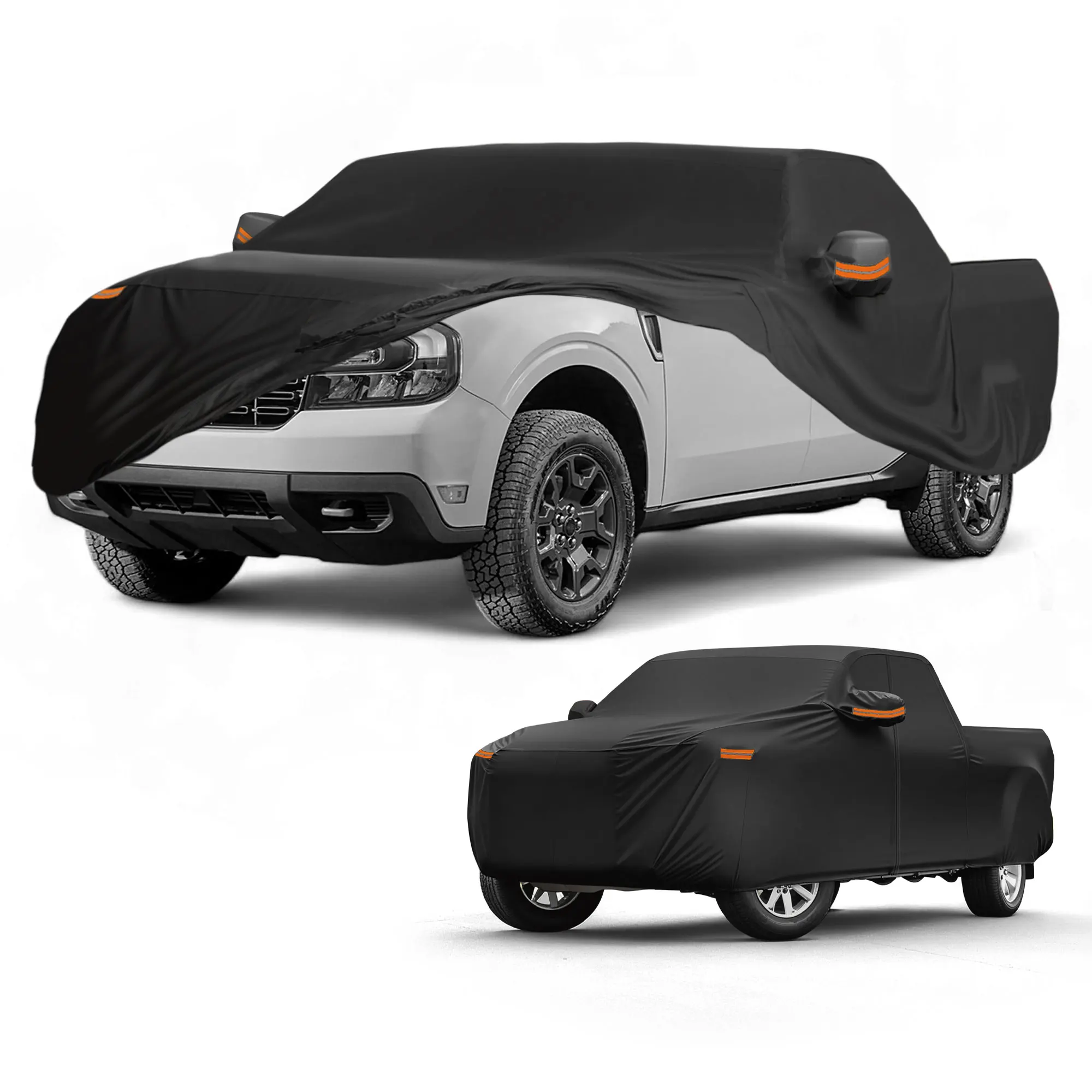 

Uxcell Car Cover Waterproof All Weather Sun Rain Protection Full Exterior Cover for Ford Maverick Black with Left Side Zippers
