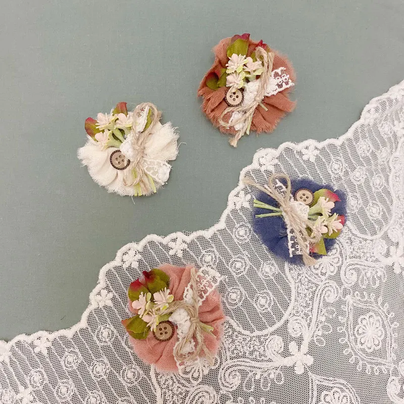 Johnature Mori Women's Sweet Cute Brooch New Fabric Lace Pure Hand-woven Flowers Versatile Flowers Vintage Accessories Brooch