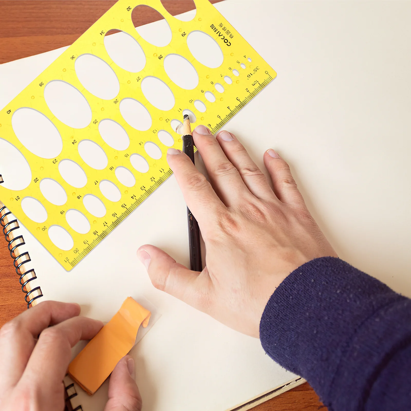 منحنى قالب حاكم أداة قياس شفافة للمدرسة مكتب المهنية رسم الاستنسل الهندسة مقياس القطع الناقص #5