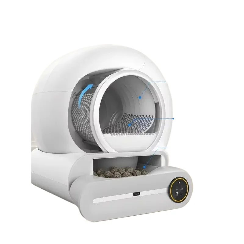 STLF Manufacturer Wholesale Smart Luxury Quick Deodorization Round Closed Self-Cleaning Large Capacity Cat Basin