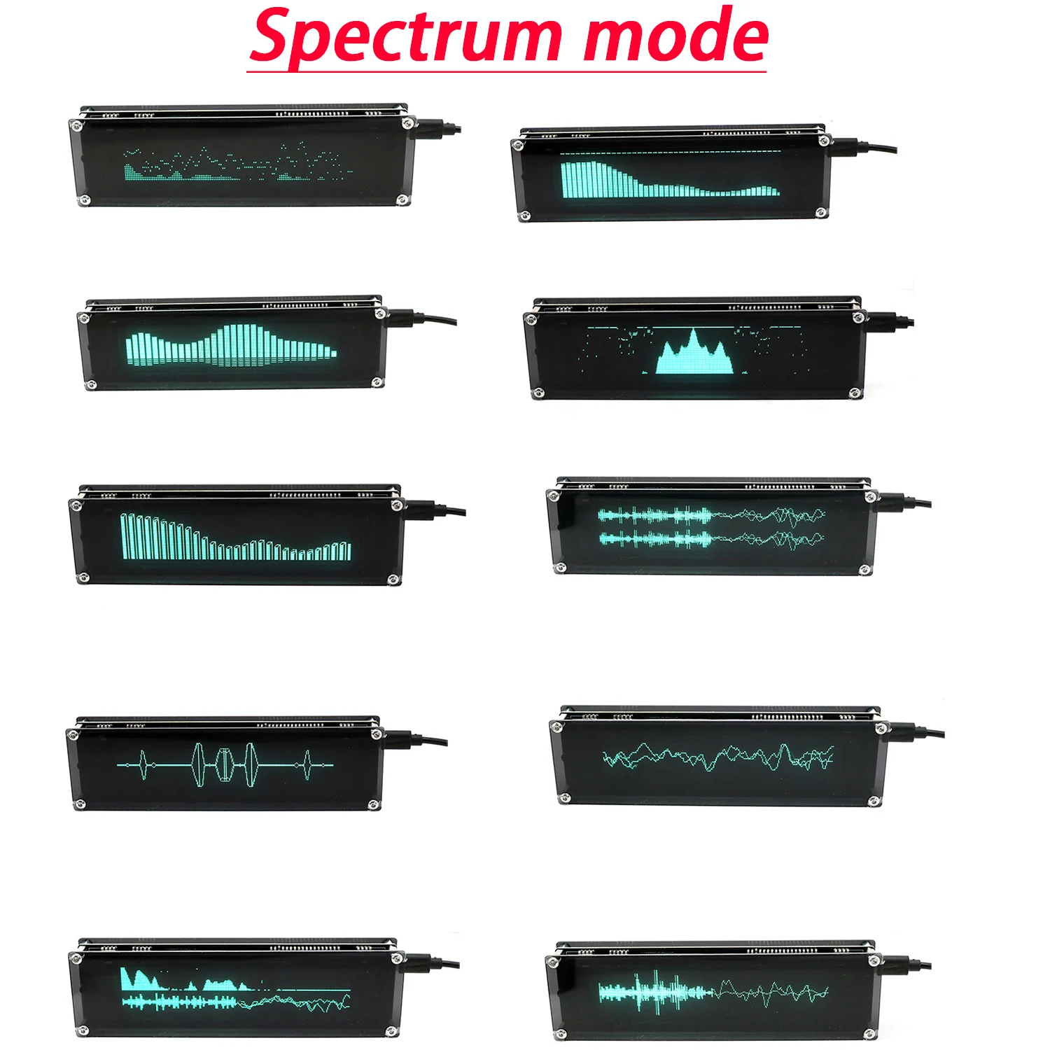 VFD Music Spectrum VFD Clock Display VFD Sound Audio Level VU Meter MIC Pickup Rhythm Atmosphere Light Scroll Billboard AUX CAR