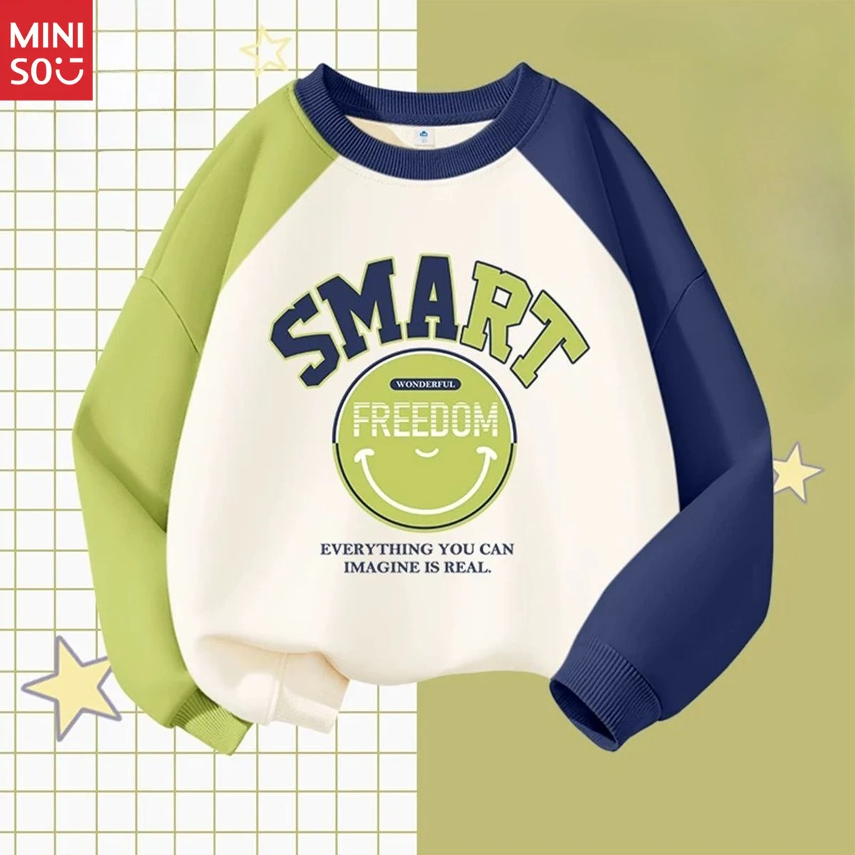 Miniso لطيف موافق إلكتروني قطرة الكتف صوف مبطن الاطفال طويلة الأكمام عارضة الخريف الشتاء الفتيان جديد المرقعة هوديي أعلى #6