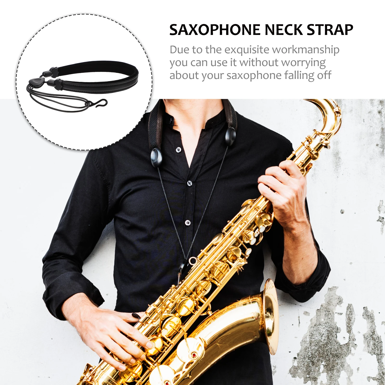 

1 pc Simple Saxophone Single Shoulder Strap Breathable Thickened Neck Support Durable Adjustable Universal Fit Saxophone Belt