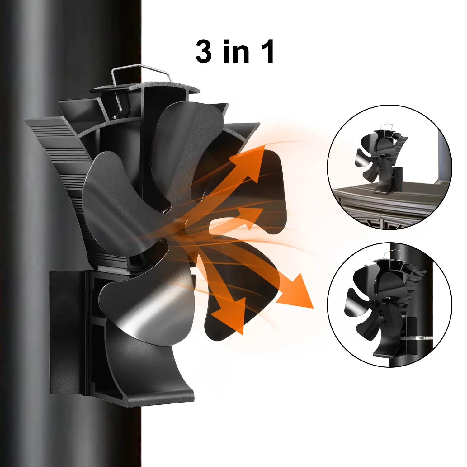 3 in 1 magnetic stove fan attached to the pipe VODA hot sell model