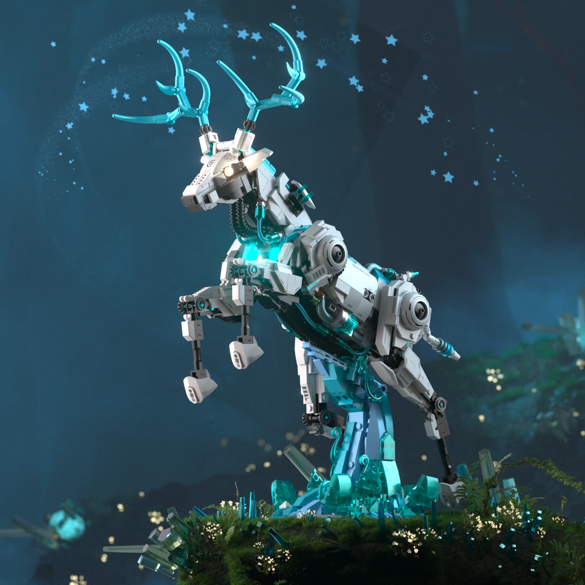 

Mechanical beast‌ Deer Elf Indigo Leap White Stag Building Blocks Fantasy 3D Puzzle Kids Creative Art Gift Home Collection