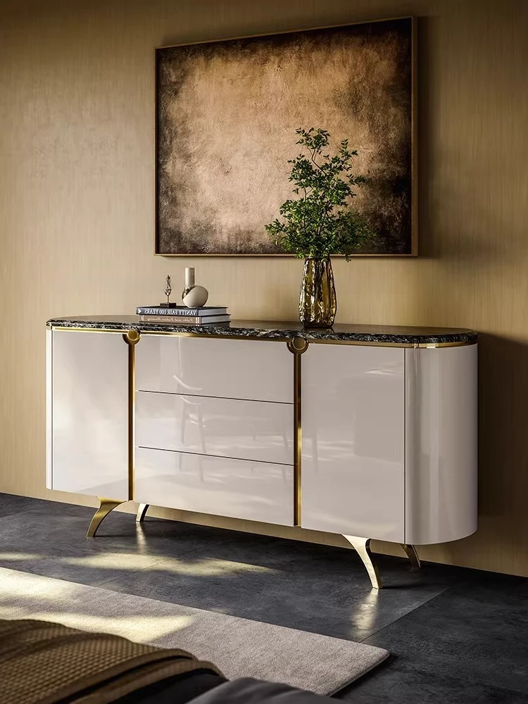 Italian light luxury door cabinet, living room against the wall, dining side cabinet, locker, modern simple solid wood tea cabin