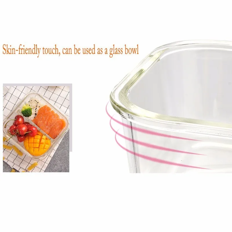 Microwave Oven Heating Lunch Box For Office Worker Leakproof Glass Lunch Box Set Round With Lid Seal Health Food Container