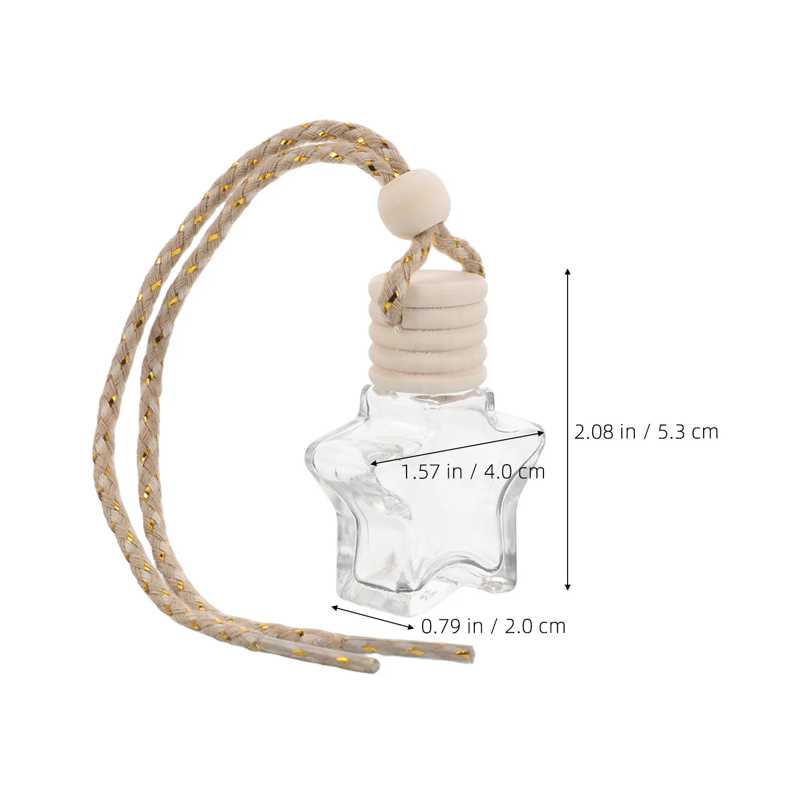 2Pcs Elegant Five-Point Star Car Aromatherapy Pendant Empty Diffuser Bottle for Essential Oils Perfume Wedding Car Decoration