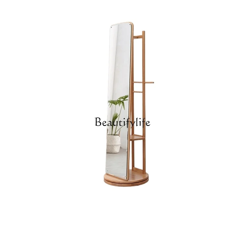 

Rotating full-length mirror household clothes-hanging mirror bedroom oak floor-to-ceiling full-length mirror