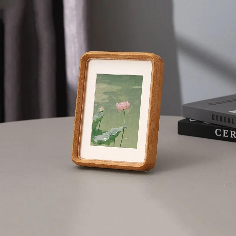 Solid Wood Photo Frame Vertical & Horizontal Tabletop Display 6 7 8 10 Inch A4 With Mat Organic Glass Home Decoration