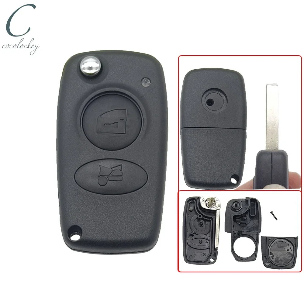 Cocolockey Folding Remote Key Housing for Alfa Romeo Spider Brera 166 Radio 2Button Flip Key Fob Case Car Key Shell Uncut Blade