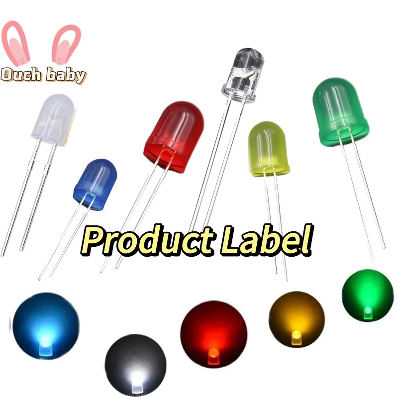 

50PCS 5mm LED Diode Ultra Bright Warm White Red Green Blue UV Yellow Multicolor 2V 3V Control Bright On Diode Light No Flicker