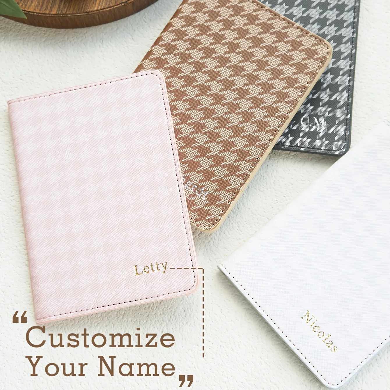 

Custom Name Passport Holder Personalized Pu Leather Travel Wallet for Men Women Customized Name Passport Case Bridesmaid Gift