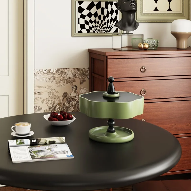 Retro-style fruit platter for living room coffee table or dining table, New Year's dried fruit and nut tray with lid, candy and