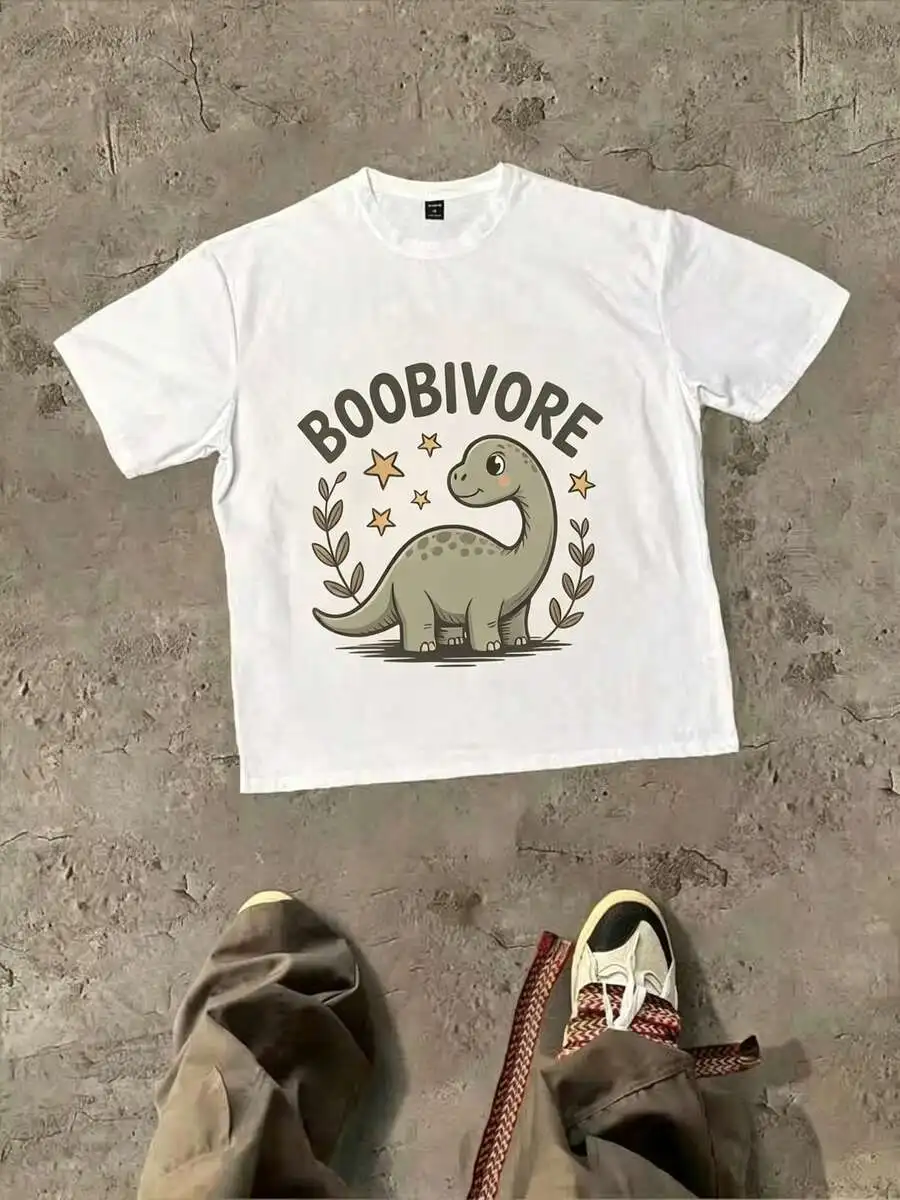 Unisex Short Sleeve T Shirt Cute Dinosaur Print Casual Summer Daily Wear Trendy Summer Outfit Top