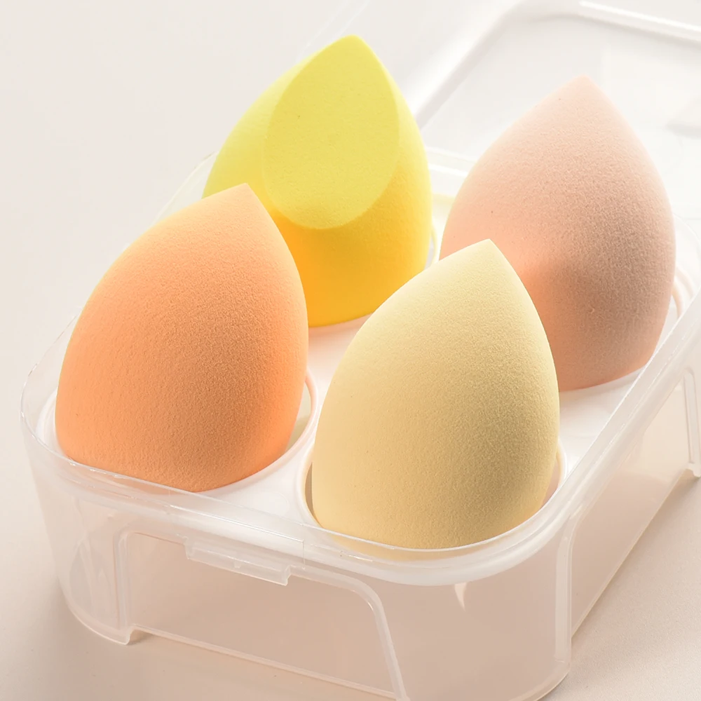 نفث مكياج البيض مع صندوق تخزين ، إسفنجة مرنة فائقة النعومة ، أساس سائل ومسحوق تجميل