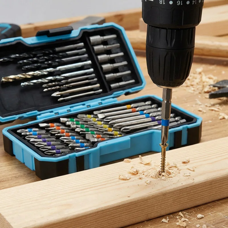 51Pcs Screwdriver Bit Set S2 Steel Drill Bits Kit Phillips Slotted Torx Hex Socket Masonry Wood Tile Drill Bits for Power Tools