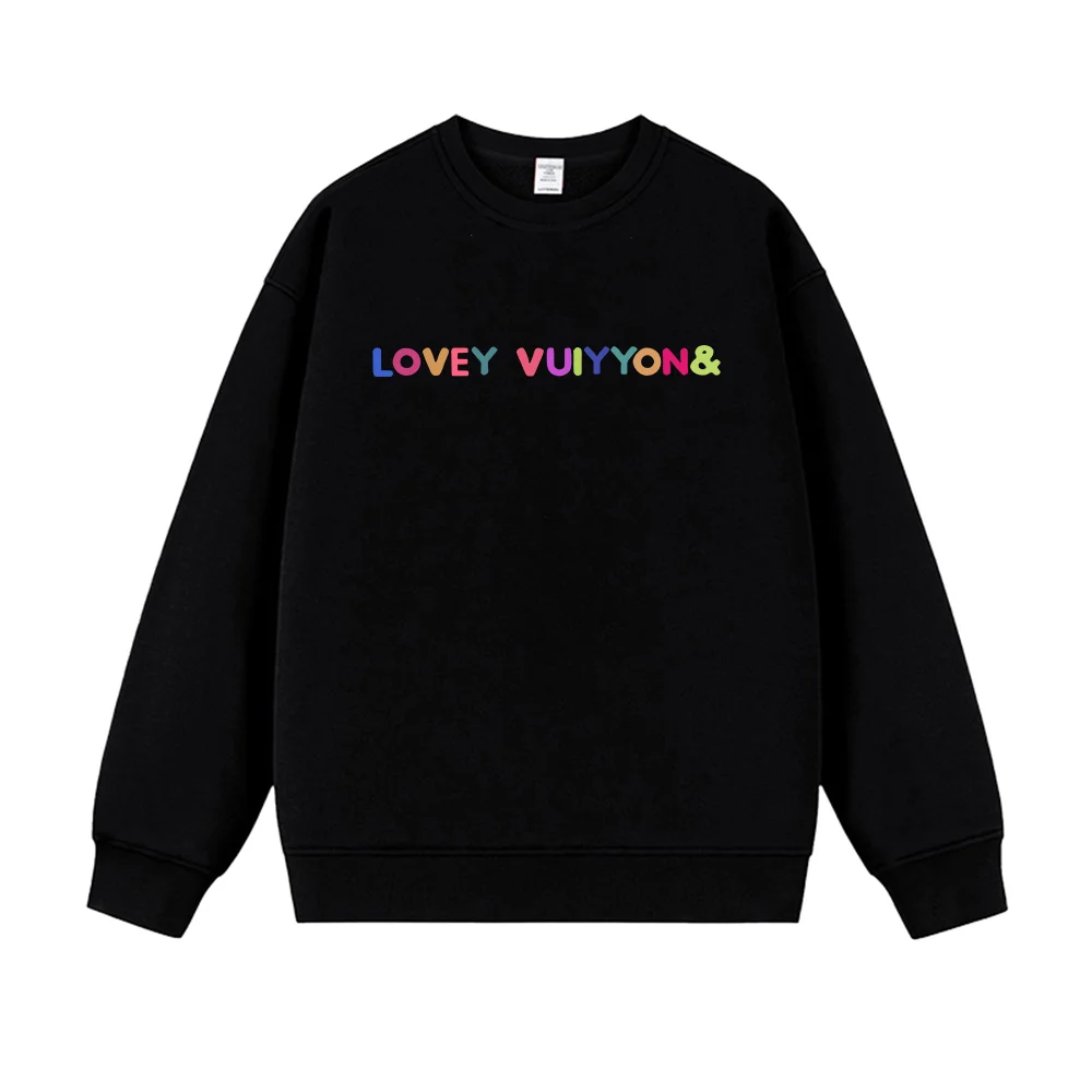 Autumn Women's Cotton Sweatshirt Korean Cool Letter Long Sleeve T Shirts High Quality Black Top O-neck Tee Shirt Men Clothing