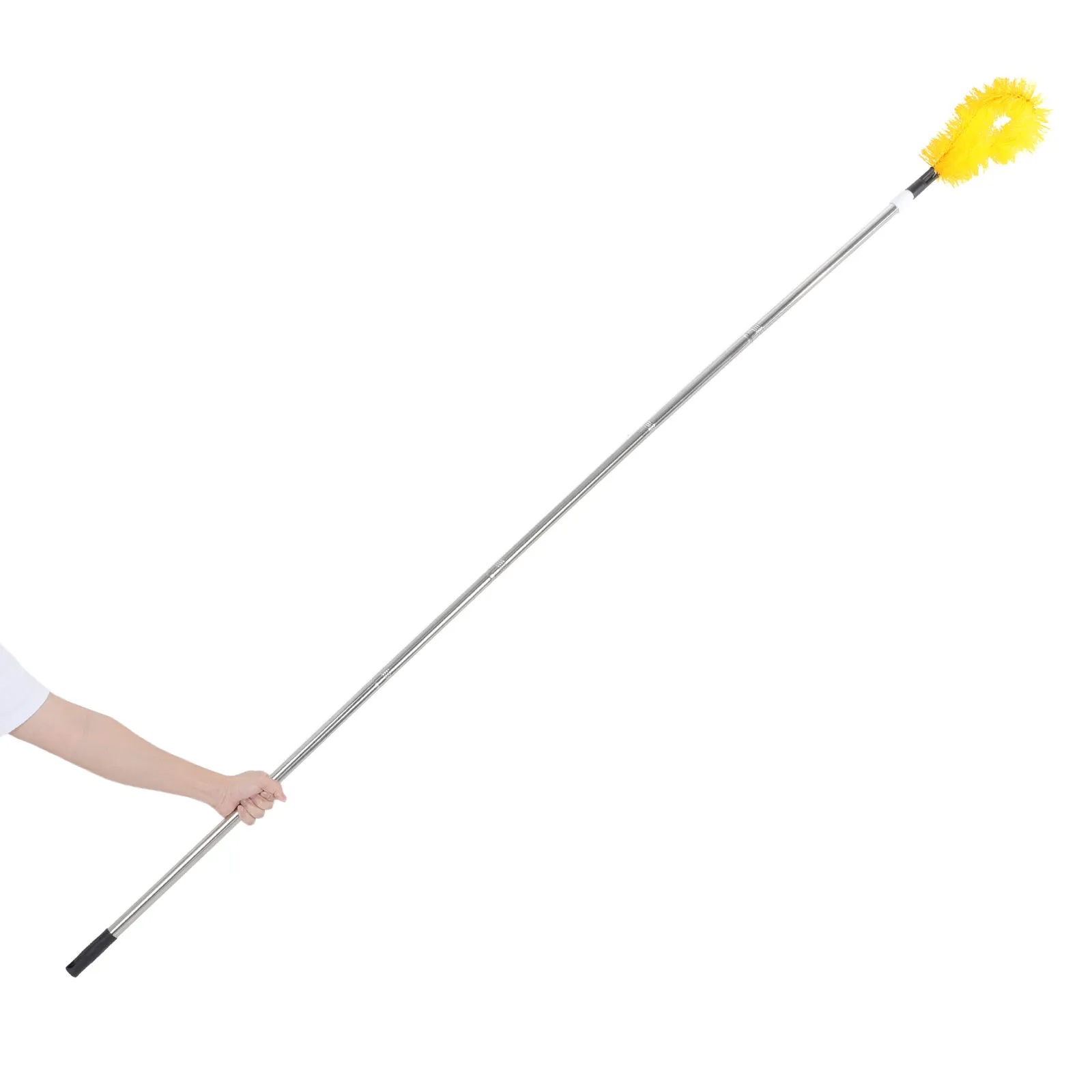 1Set Extendable Gutter Cleaning Brush Telescoping Pole Brush Multi-Angle Adjustable Roof Downspout Cleaner Tool Yellow Effective