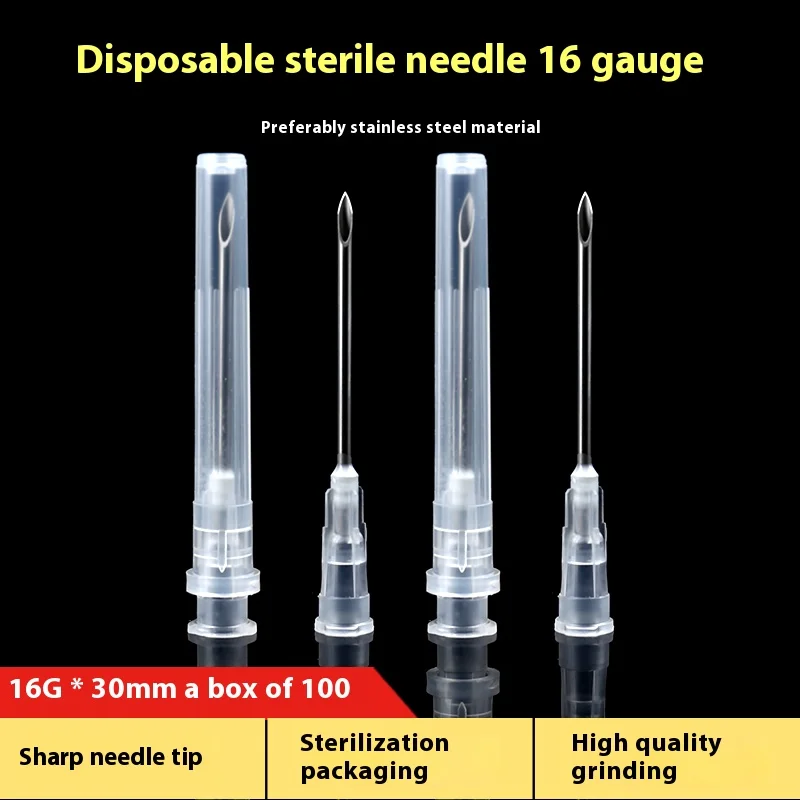 Testa dell'ago usa e getta n. 16 siringhe mediche dosatrici, erogazione, ago di pompaggio, ago medicinale grande e spesso