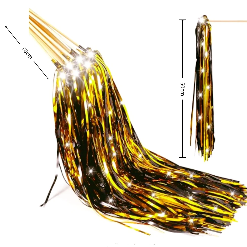 3/5/10 قطعة وشاح المطر الذهبي الفضي متوهجة الجنية عصا ، الزفاف عيد الحب عيد الميلاد السنة الجديدة كرنفال الطرف الديكور #5