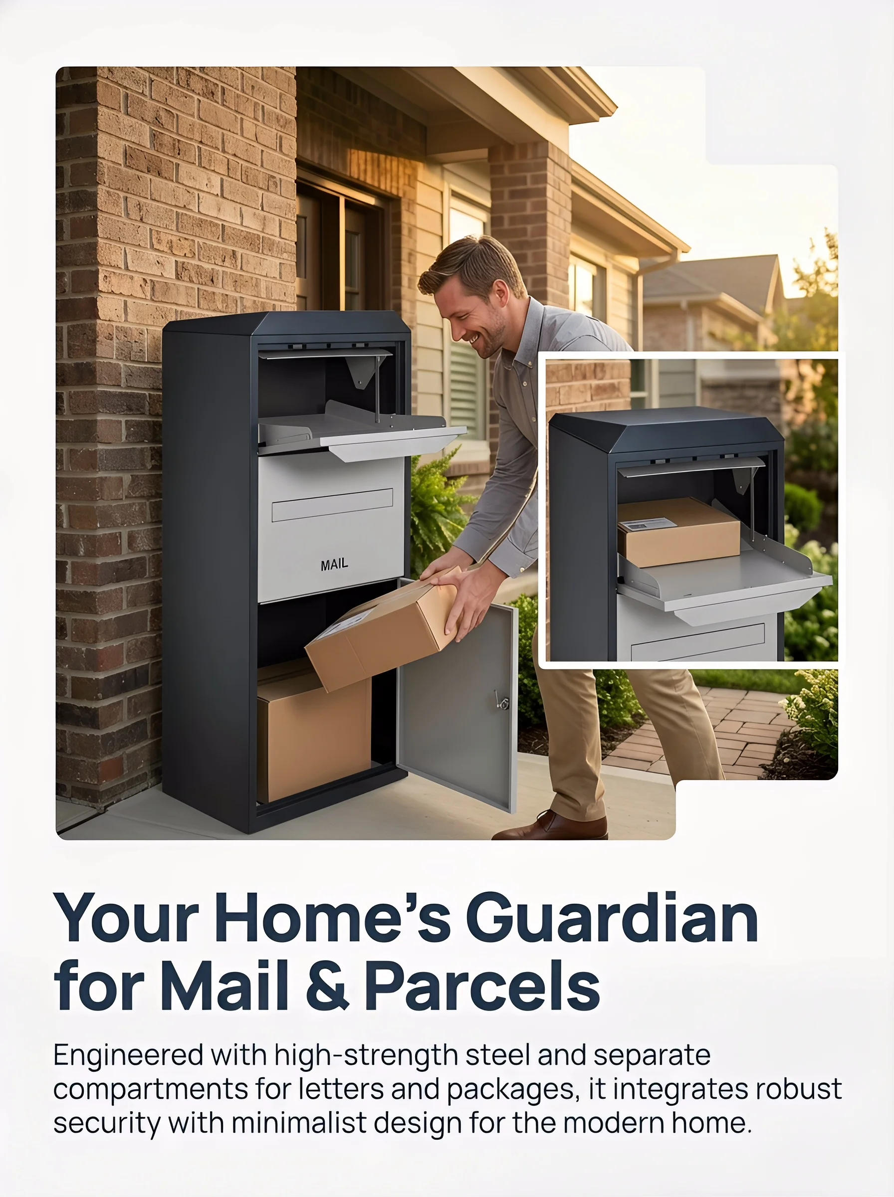 Outdoor Anti-Theft Standing Metal Mailbox Large Residential Drop Delivery Box With Lock Garden Post Box For Home Use