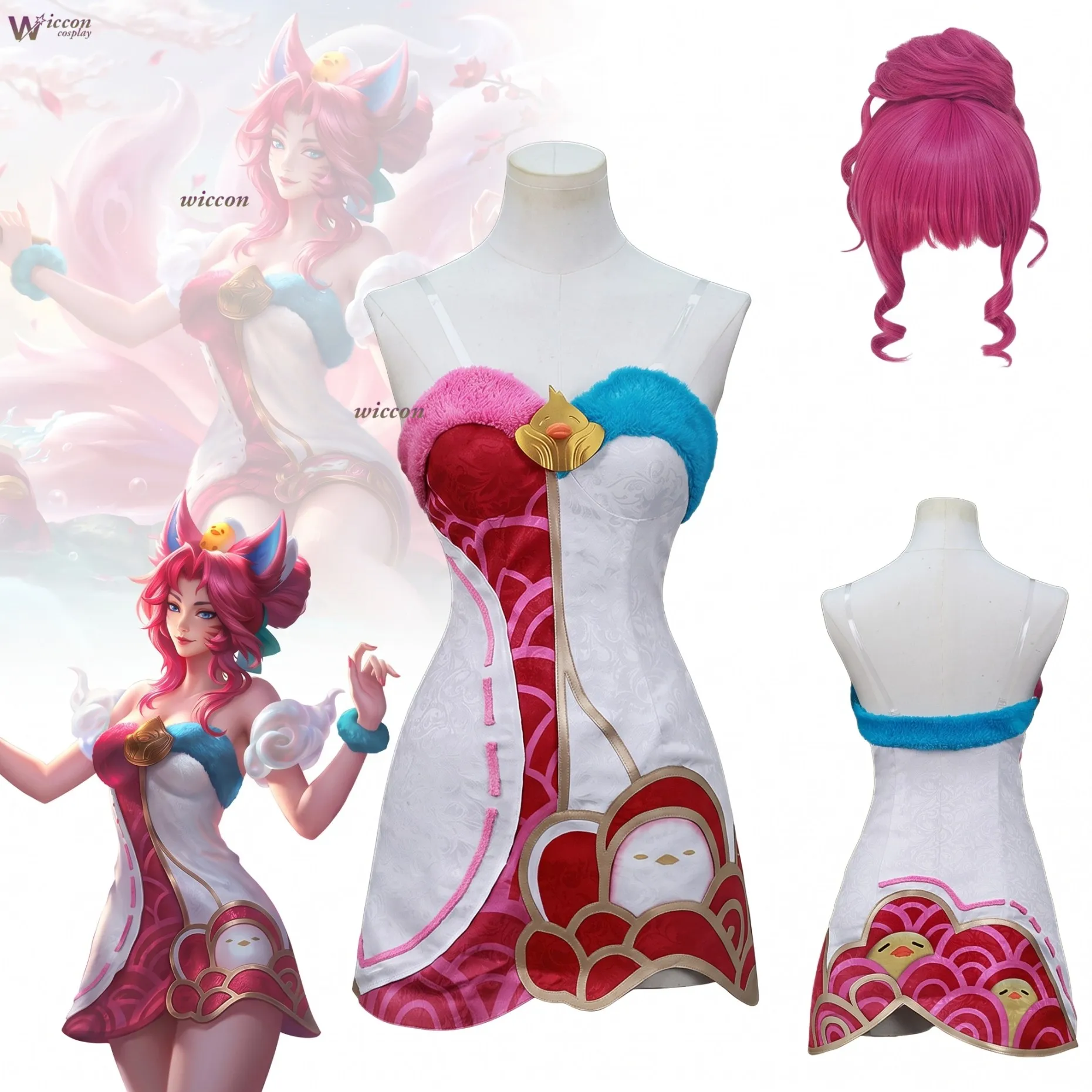 Disfraz Completo de Ahri de Spirit Blossom (Anime) - Traje de Personaje de Videojuego para Comic Con, Fiesta de Halloween, Estilo Primavera, Juego de Rol, Escenario
