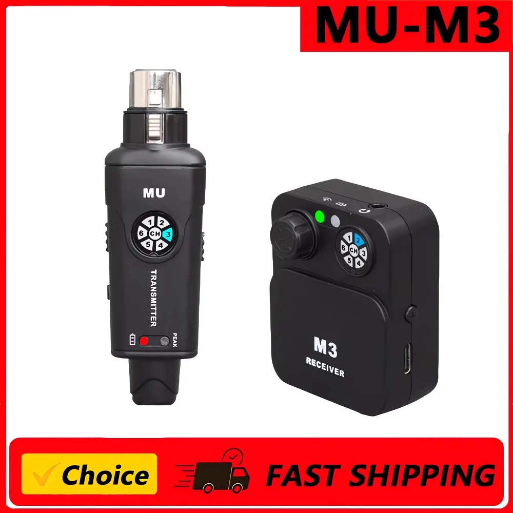 

MU-M3 Portable Wireless In-ear Monitoring System Stage Monitoring Headphones Stereo 2.4G Real-time Latency-free IEM System