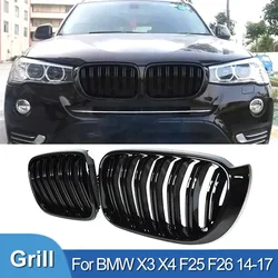 Front Kidney Double Line Grille Grill Replacement Racing Grills Grilles Auto Grill Accessories For BMW X3 X4 F25 F26 2014-2017