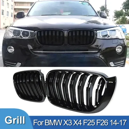Parrilla delantera de doble línea, parrillas de carreras de repuesto, accesorios de parrilla automática para BMW X3 X4 F25 F26 2014-2017