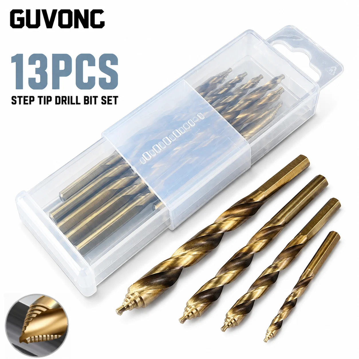 13Pcs HSS Titanium Twist Drill Bits 1‑6.5mm Straight Shank Sharp Tip Drill Bit Kit with Clear Box for DIY Home Repair Drilling