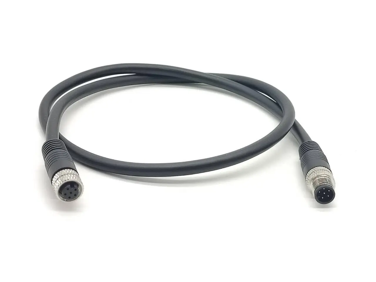 M8 A-Code 6 Pin Circular Connector Cable, 26AWG 50CM Male to Female Straight Extension Cord