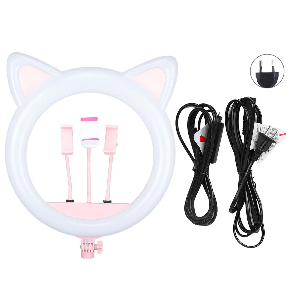 20 Inch LED Cat Ear Live Ring Light Video Shooting Studio Makeup Selfie Tattoo Accessories Beauty Rejuvenation Fill Light Supply