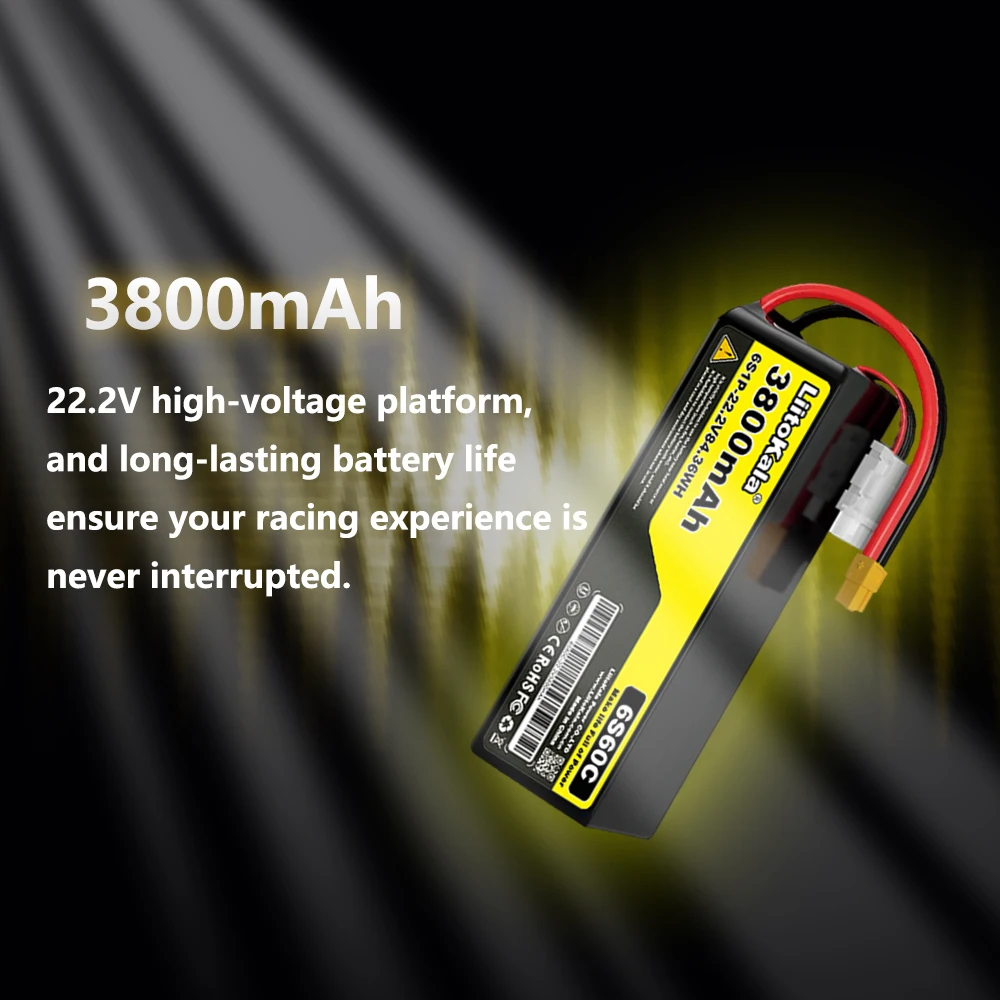 LiitoKala 22.2 فولت 3800 مللي أمبير 60C 6S بطارية ليبو XT60/90 TRX T خيارات توصيل متعددة مناسبة لطائرات بدون طيار FPV وسيارات التحكم عن بعد