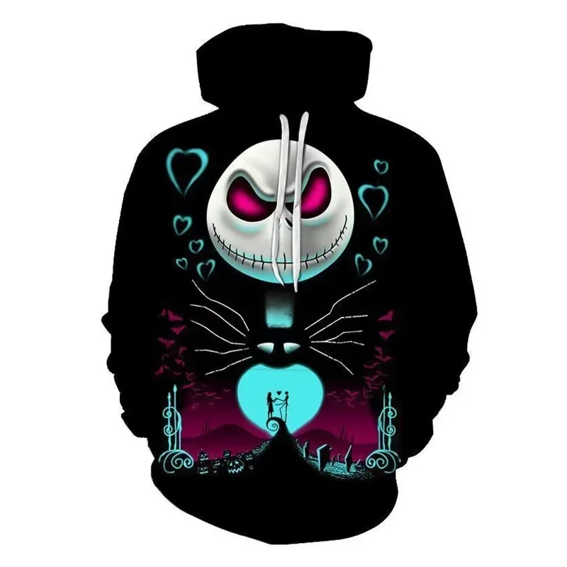 Sudaderas con capucha de Halloween para hombres y mujeres, sudaderas con estampado 3D de pesadilla antes de Navidad, chándales de gran tamaño a la