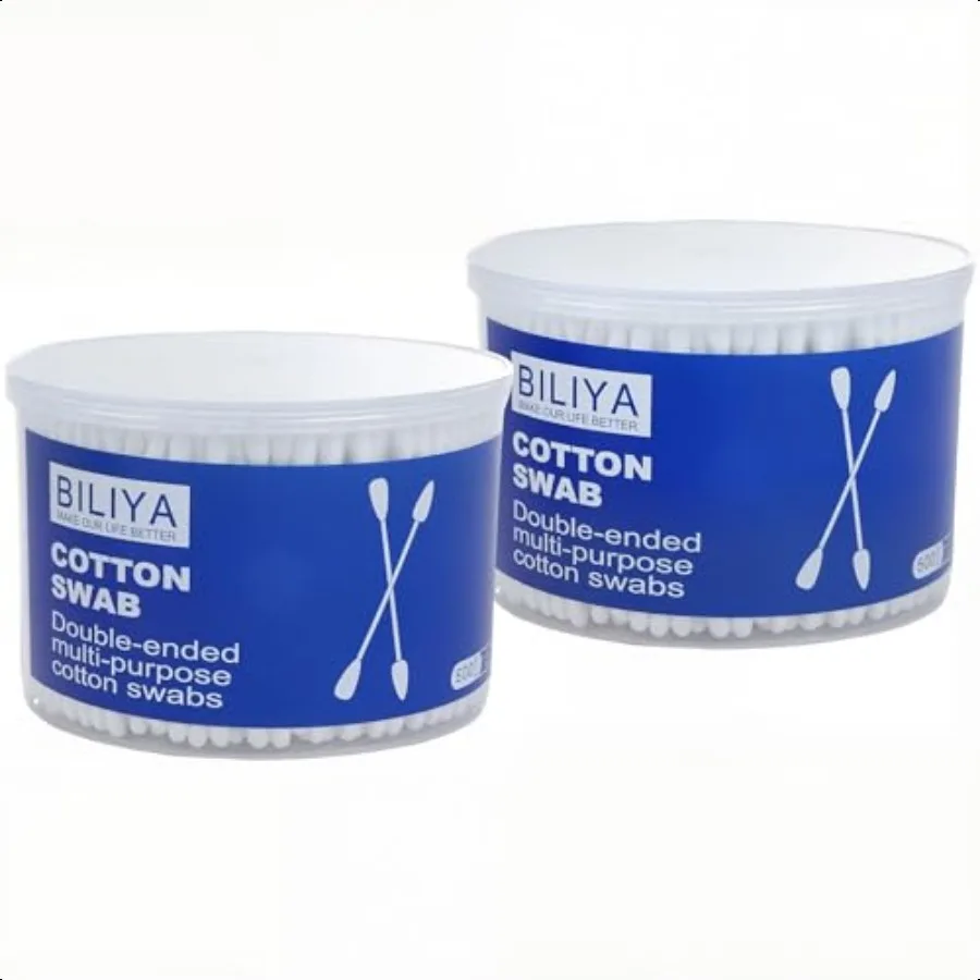 1000 Count Dual Tip Cotton Swabs with Pointed and Rounded Ends Biodegradable Paper Sticks Soft Cotton for Cleaning Makeup and E