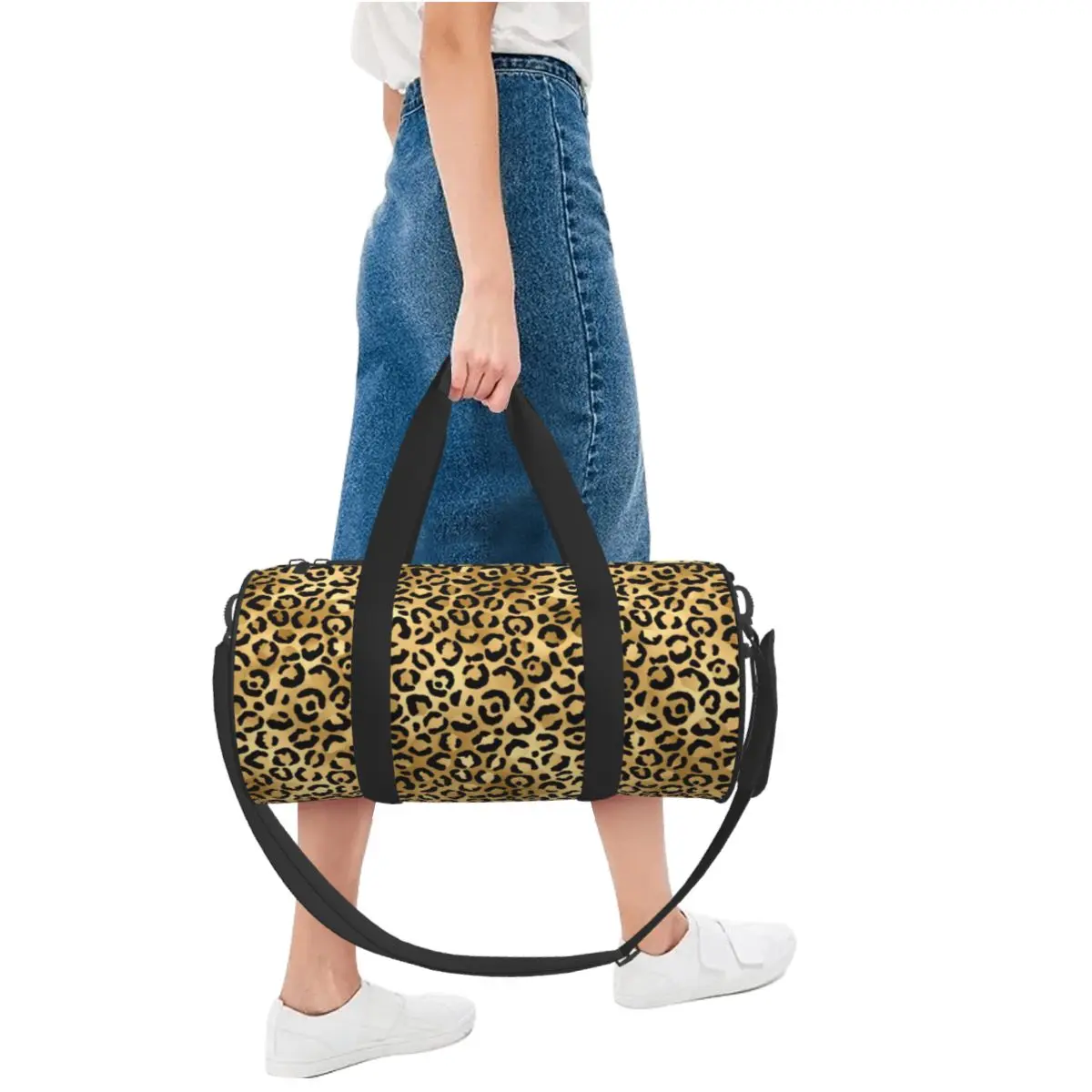 Sac de sport imprimé taches d'animaux pour hommes et femmes, sacs de sport étanches avec chaussures, sac à main de voyage, sac de fitness coloré, guépard