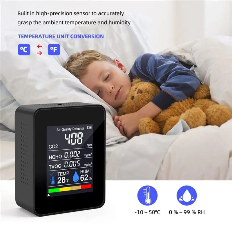 【VALUE MONEY】Multifunctional 8 In 1 Digital Air Quality Monitor