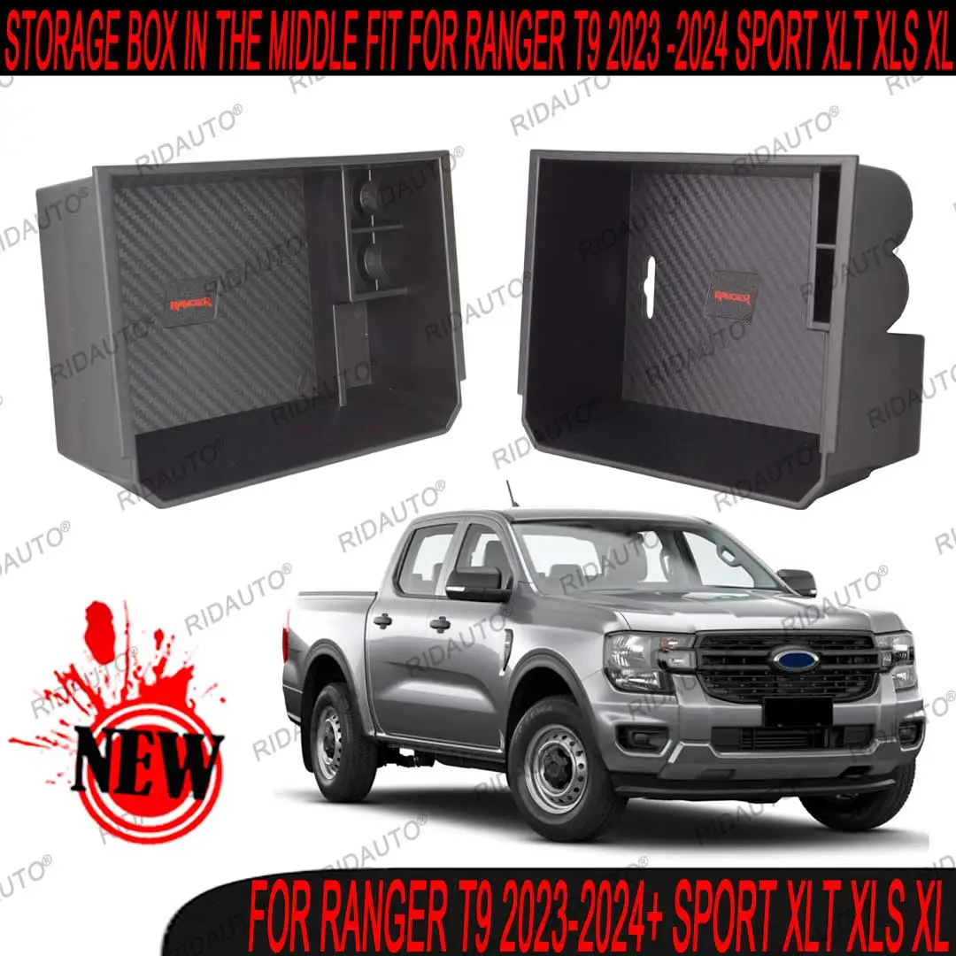 Center Console Tray Armrest Storage Box Holder with Tray For NEXT GEN FORD RANGER 2023 2024 RAPTOR WILDTRAK X SPORT XLT XLS XL